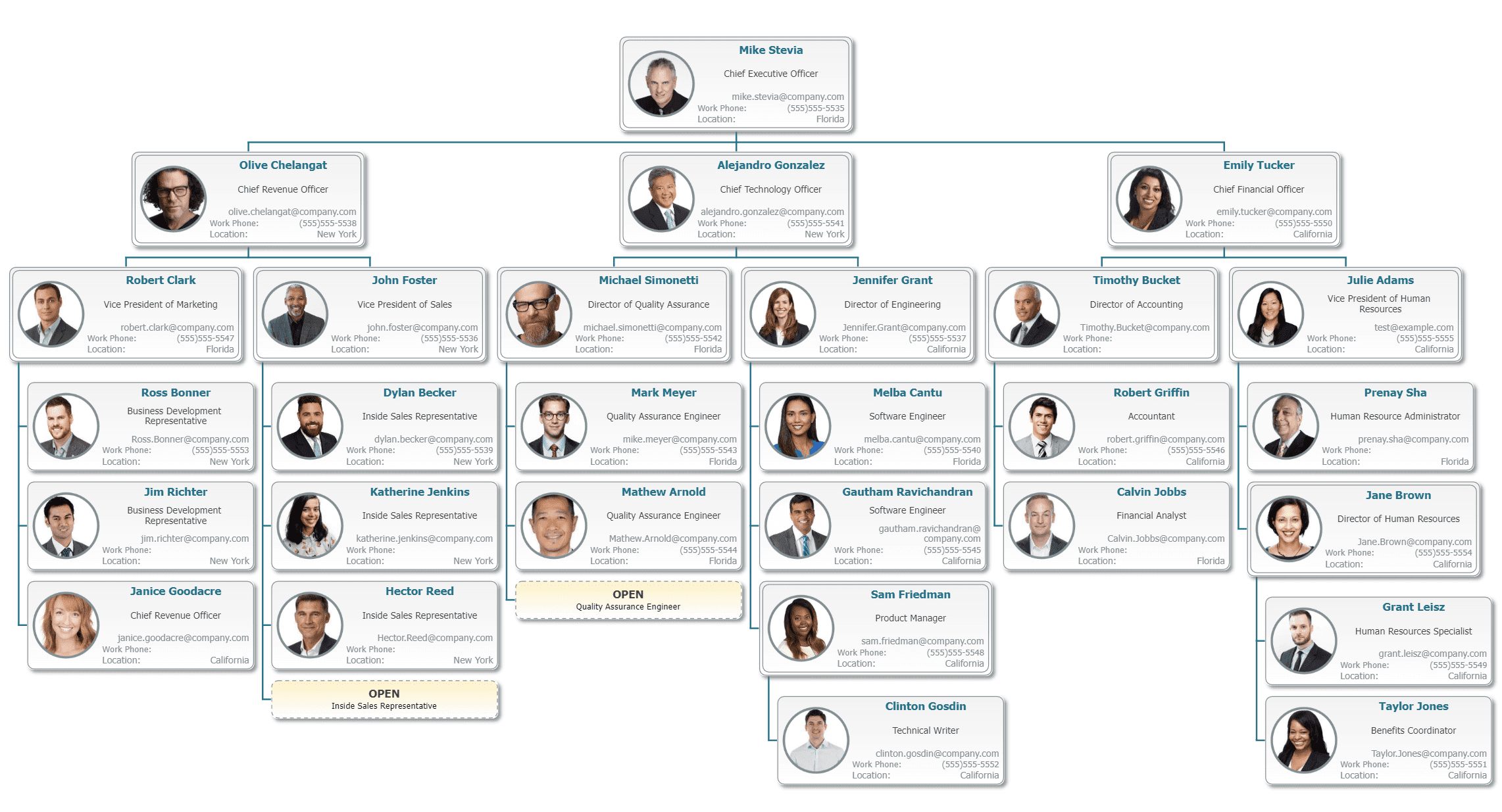 Organizational structure and process chart