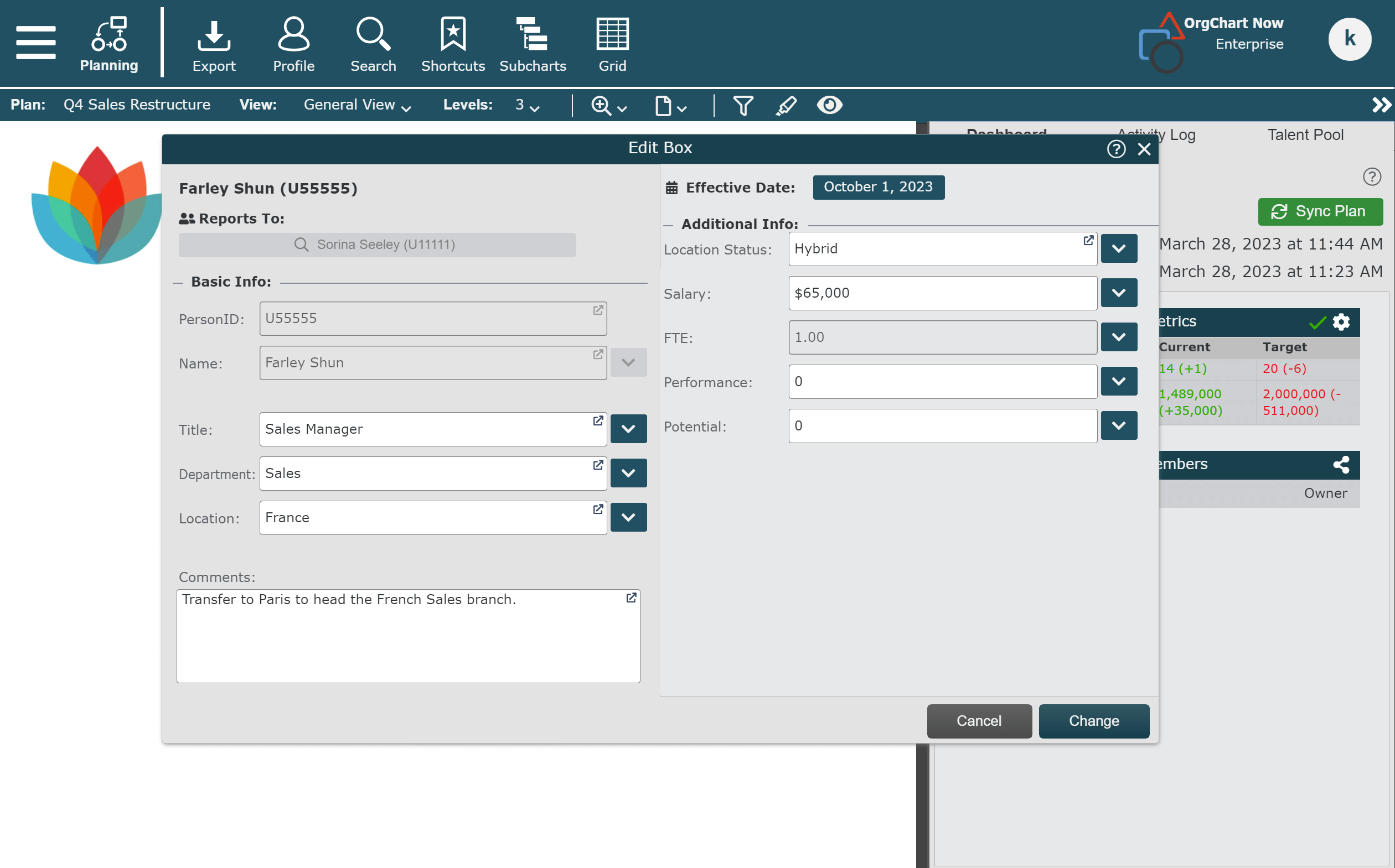 scenario planning with OrgChart